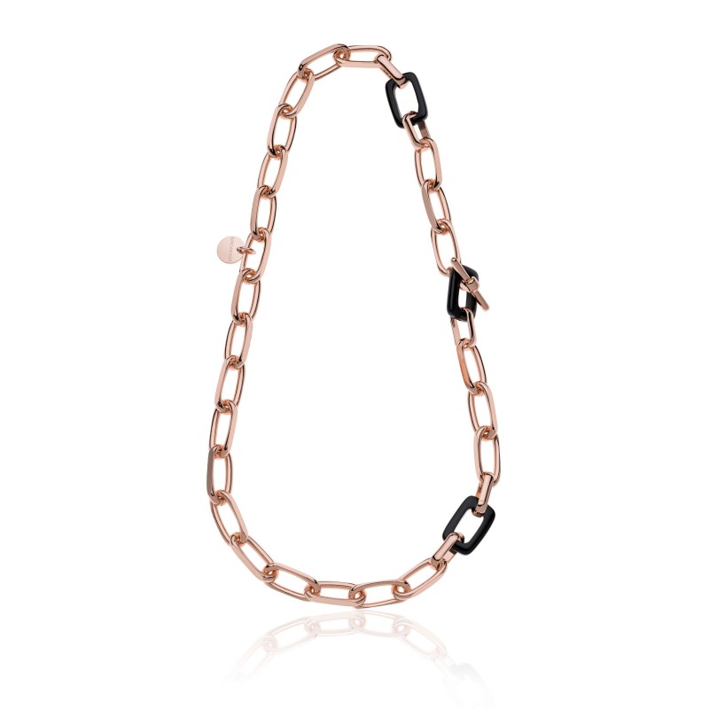 UNOAERRE Collana di catena forzatina e onice nera naturale