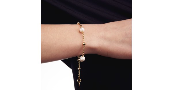 UNOAERRE Bracciale in bronzo dorato e perle naturali