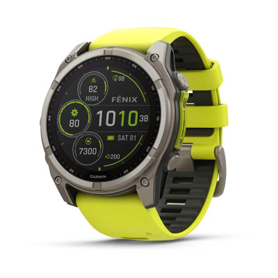 GARMIN fēnix® 8 - 51 mm, Solar, Sapphire Sapphire, Titanium con cinturino Amp yellow/graphite in silicone