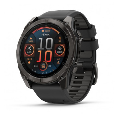 GARMIN fēnix® 8 - 51 mm, AMOLED Sapphire, Carbon Grey DLC con cinturino in silicone Black/pebble grey