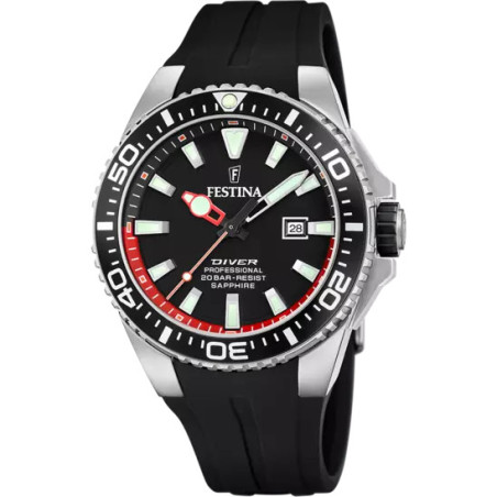 FESTINA NERO CINGHIA GOMMA, UOMO