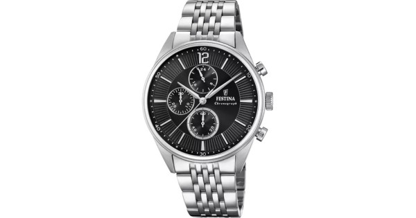FESTINA TIMELESS CHRONOGRAPH NERO CON CINTURINO IN ACCIAIO, UOMO