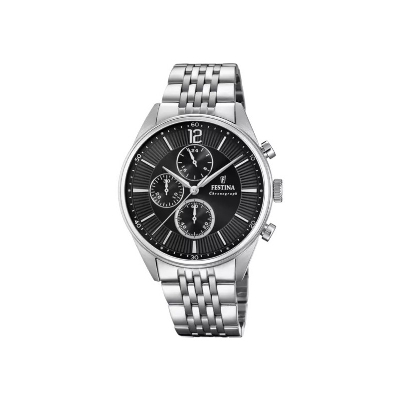 FESTINA TIMELESS CHRONOGRAPH NERO CON CINTURINO IN ACCIAIO, UOMO