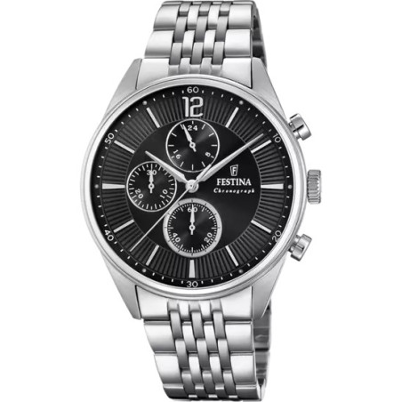 FESTINA TIMELESS CHRONOGRAPH NERO CON CINTURINO IN ACCIAIO, UOMO