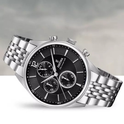 FESTINA TIMELESS CHRONOGRAPH NERO CON CINTURINO IN ACCIAIO, UOMO