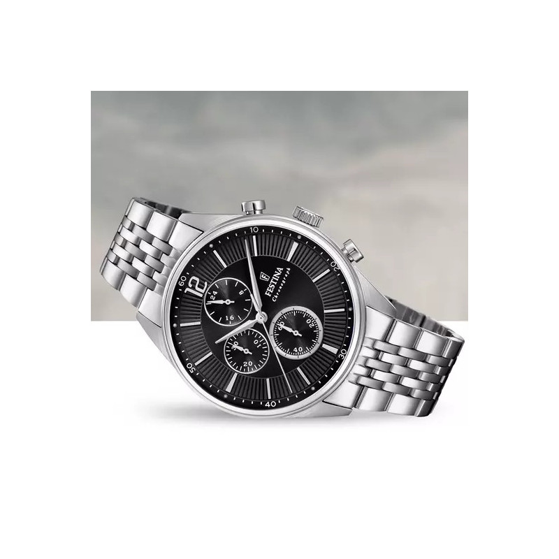 FESTINA TIMELESS CHRONOGRAPH NERO CON CINTURINO IN ACCIAIO, UOMO
