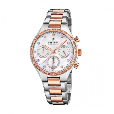 FESTINA orologio madreperla bicolore bianco e rosa