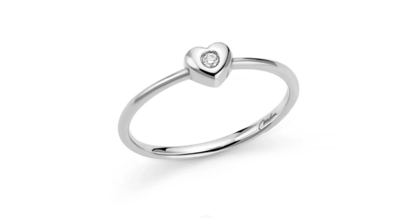 Anello solitario donna Miluna Diamanti 375 oro bianco con cuore e diamante