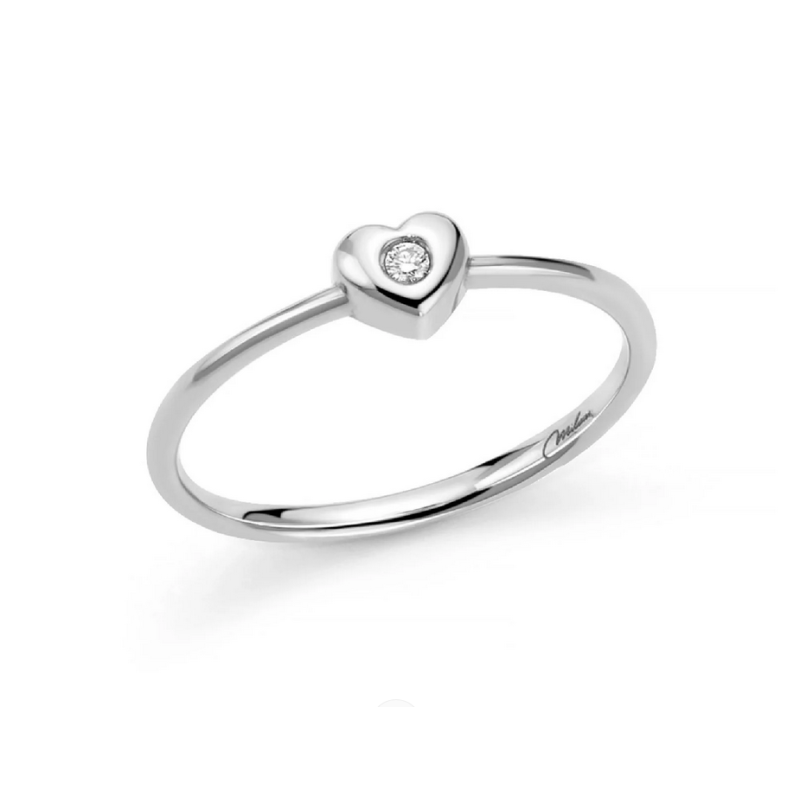 Anello solitario donna Miluna Diamanti 375 oro bianco con cuore e diamante