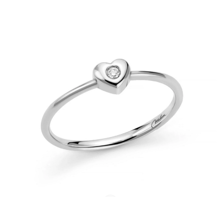Anello solitario donna Miluna Diamanti 375 oro bianco con cuore e diamante