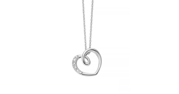 Collana a cuore con diamanti in oro bianco 375