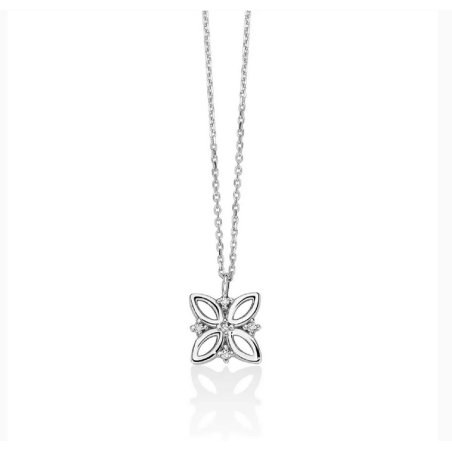 MILUNA COLLANA DONNA A FIORE CON ORO BIANCO 375 E DIAMANTI