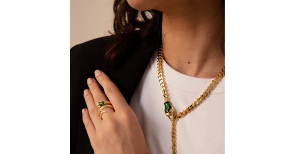 Collier di catena grumetta con serpente