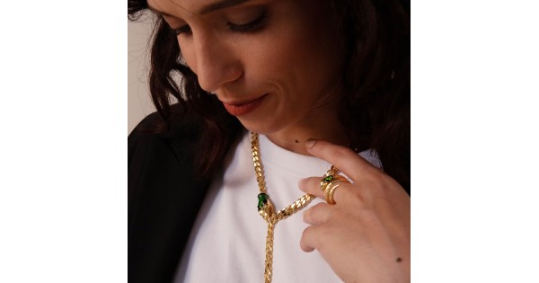 Collier di catena grumetta con serpente